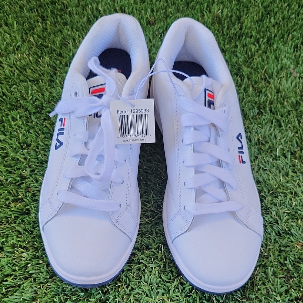 Fila Classic White Sneakers with Blue and Red Accents